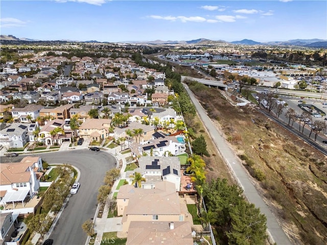 aerial view with a residential view and a mountain view