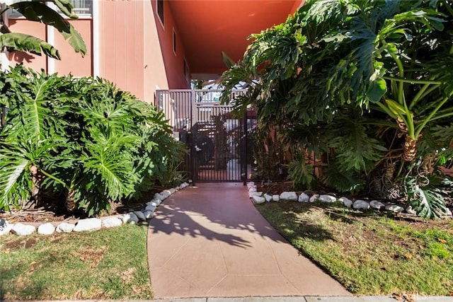 exterior space featuring a gate and fence