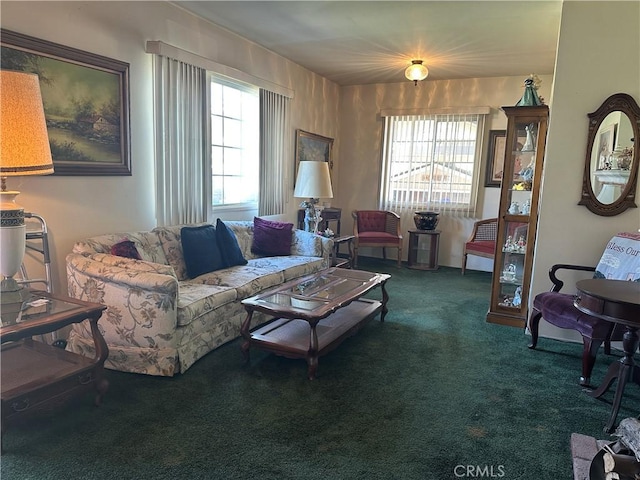 living room with carpet floors