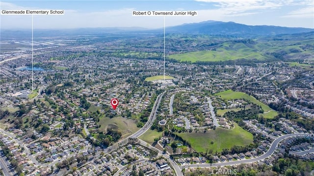 aerial view featuring a mountain view