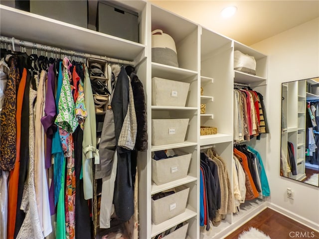 spacious closet featuring wood finished floors