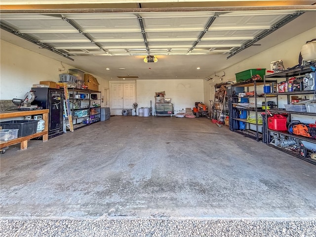 garage with a garage door opener