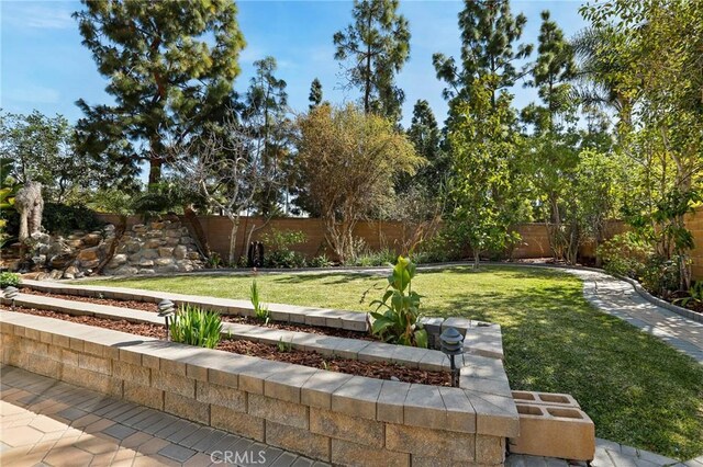 view of yard with a fenced backyard