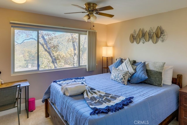 633 Arth Dr, Crestline, CA 92325 - bedroom with carpet flooring, baseboards, and ceiling fan