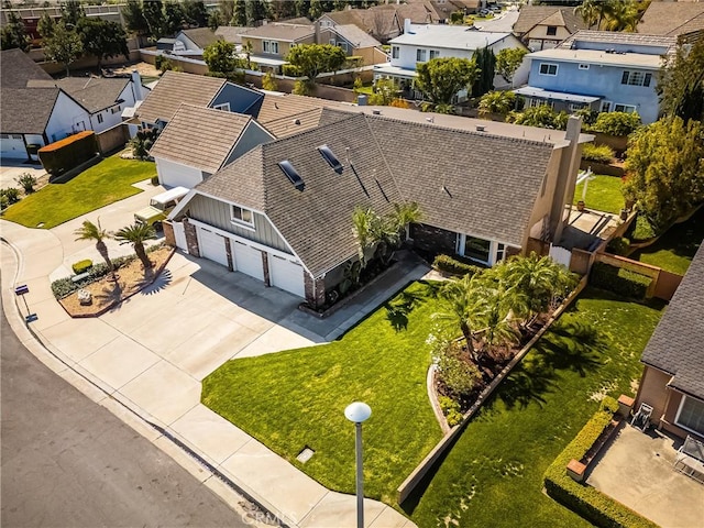 bird's eye view with a residential view