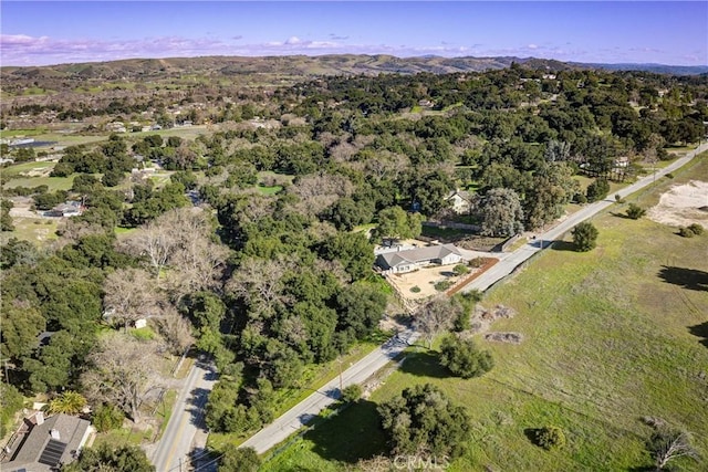 bird's eye view featuring a view of trees