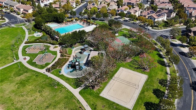 aerial view with a residential view