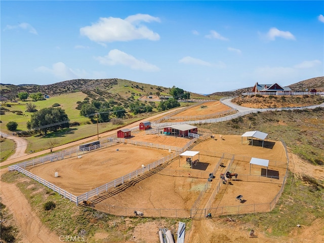 aerial view with a rural view and a mountain view