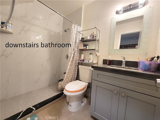 11865 Exline St Unit B, El Monte, CA 91732 - bathroom with a textured wall, toilet, a stall shower, and vanity