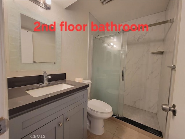 11865 Exline St Unit B, El Monte, CA 91732 - full bathroom with vanity, toilet, tile patterned floors, and a shower stall