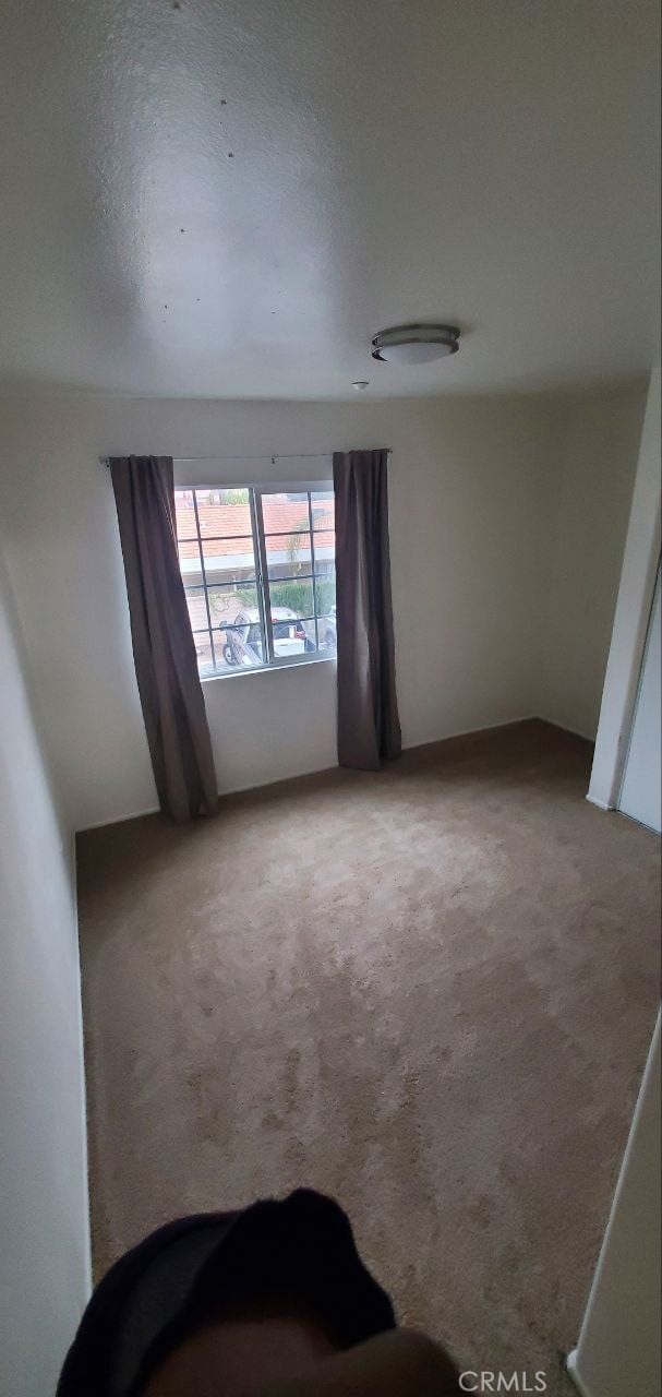 unfurnished bedroom featuring light carpet