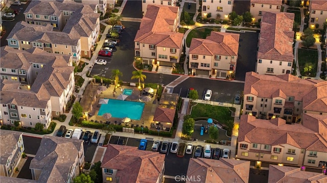 aerial view with a residential view