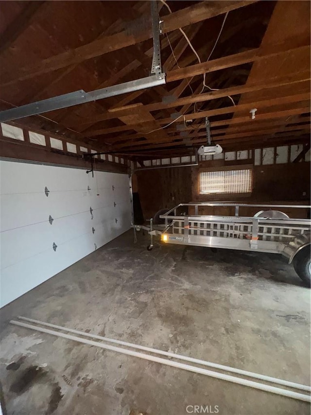 garage with a garage door opener