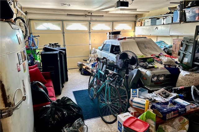 garage with a garage door opener