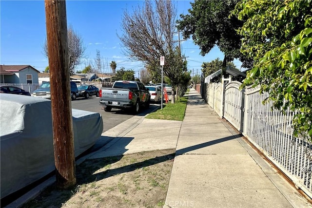 view of road featuring sidewalks