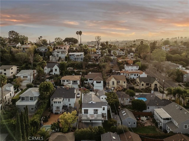 aerial view with a residential view