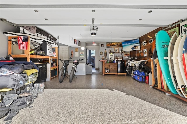 garage with a garage door opener