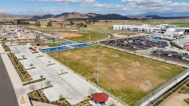 drone / aerial view with a mountain view