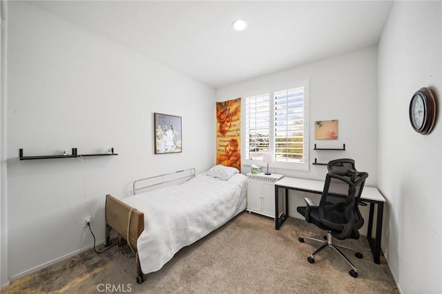 bedroom with carpet flooring and recessed lighting