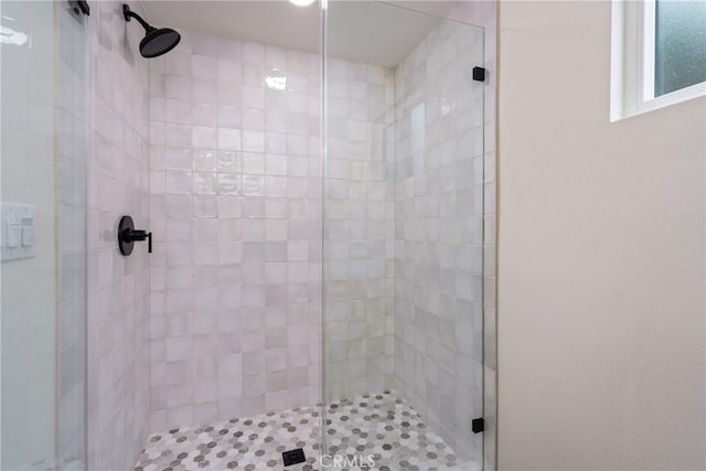 bathroom featuring a shower stall