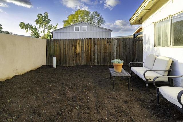 view of yard featuring a fenced backyard