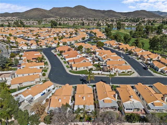 birds eye view of property featuring a residential view and a mountain view