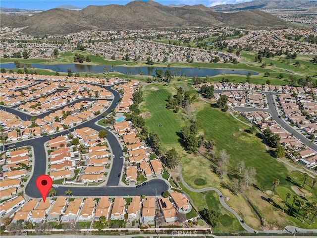 aerial view with a residential view and a water and mountain view