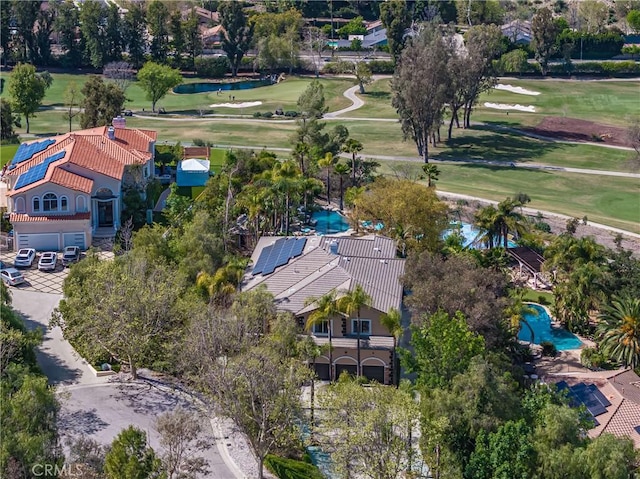 drone / aerial view with golf course view