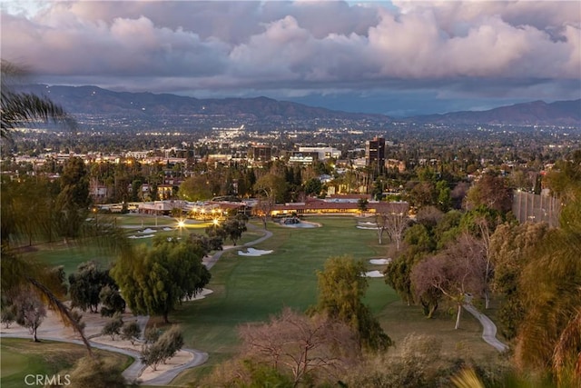 bird's eye view featuring a mountain view