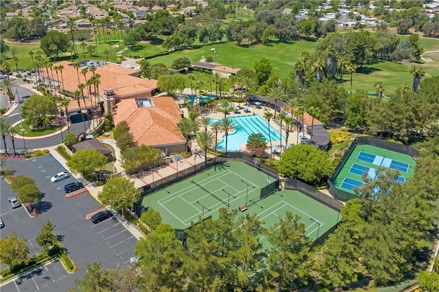 aerial view with view of golf course