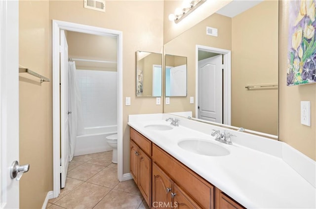 full bath with a sink, visible vents, and tile patterned floors