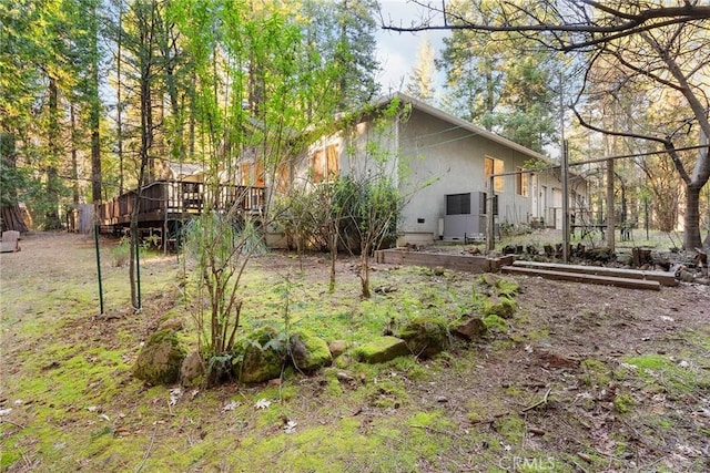 6356 Hidden Lake Ln, Magalia, CA 95954 - exterior space with a wooden deck and stucco siding
