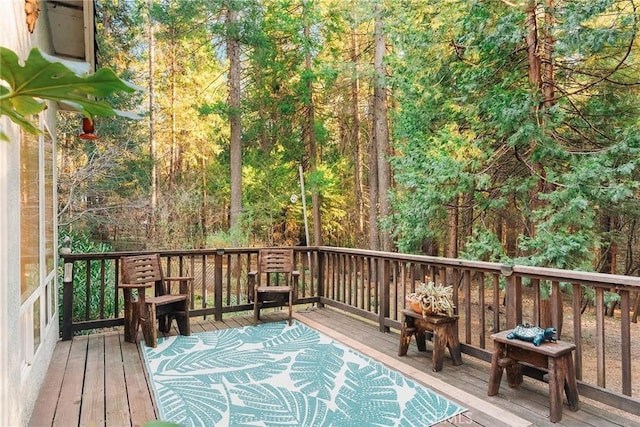 6356 Hidden Lake Ln, Magalia, CA 95954 - wooden deck featuring a forest view