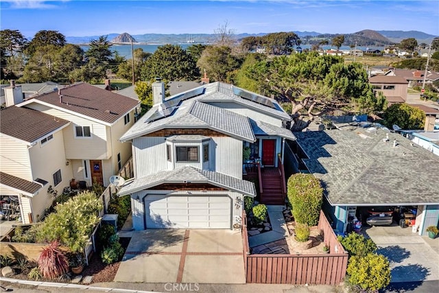 bird's eye view with a mountain view