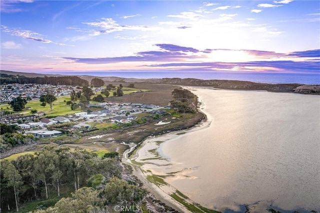 aerial view with a beach view and a water view