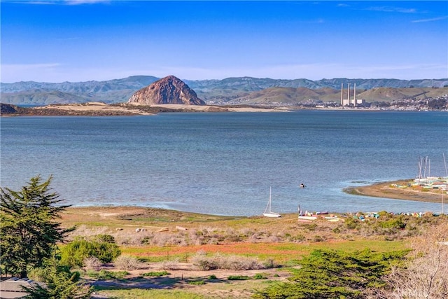 view of water feature with a mountain view