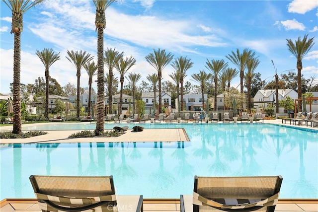 pool with a residential view