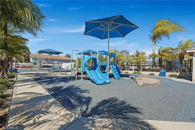 communal playground with fence