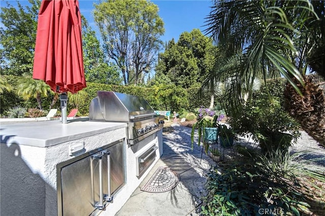 view of patio with area for grilling