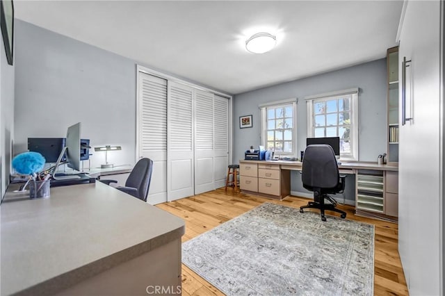 office with light wood-style floors