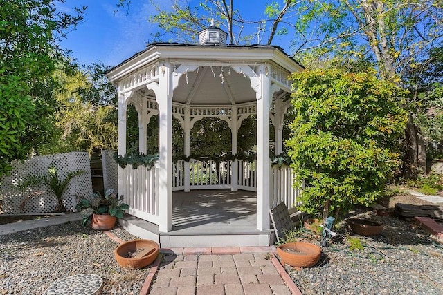 exterior space with a gazebo