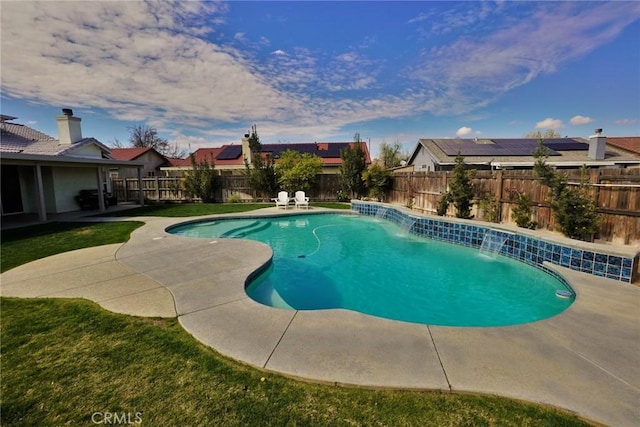 view of pool featuring a fenced in pool, a patio area, and a fenced backyard