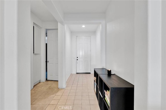 interior space featuring light tile patterned floors