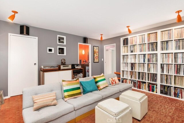 living room with carpet floors