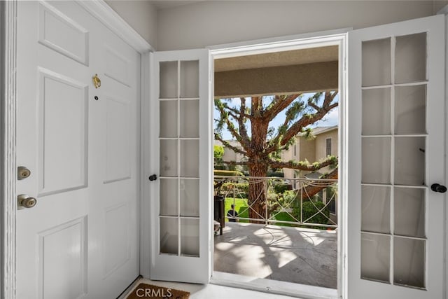 doorway featuring french doors