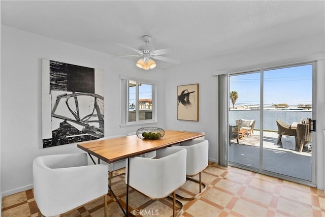 26B Surfside Ave, Surfside, CA 90743 - dining space with plenty of natural light, a ceiling fan, and light floors
