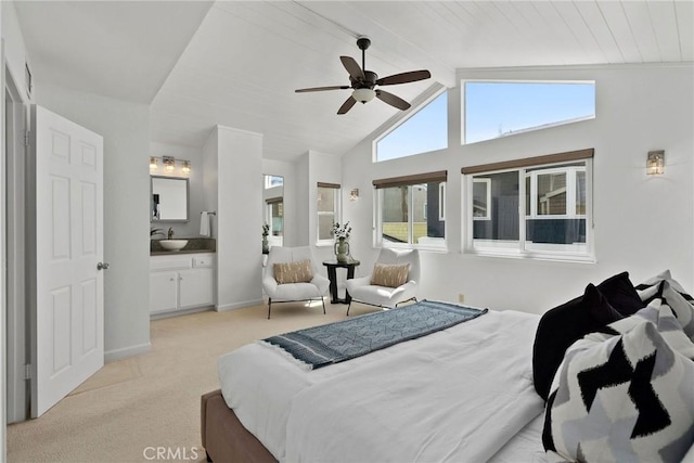 26B Surfside Ave, Surfside, CA 90743 - bedroom featuring light carpet, ensuite bath, and ceiling fan