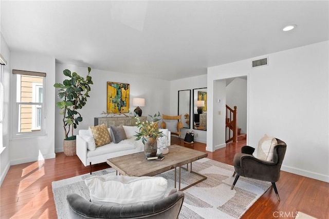 26B Surfside Ave, Surfside, CA 90743 - living area featuring wood finished floors, recessed lighting, and stairway