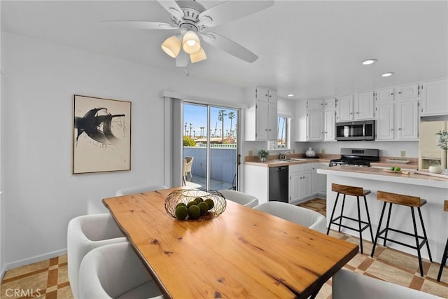 26B Surfside Ave, Surfside, CA 90743 - dining room with recessed lighting and a ceiling fan