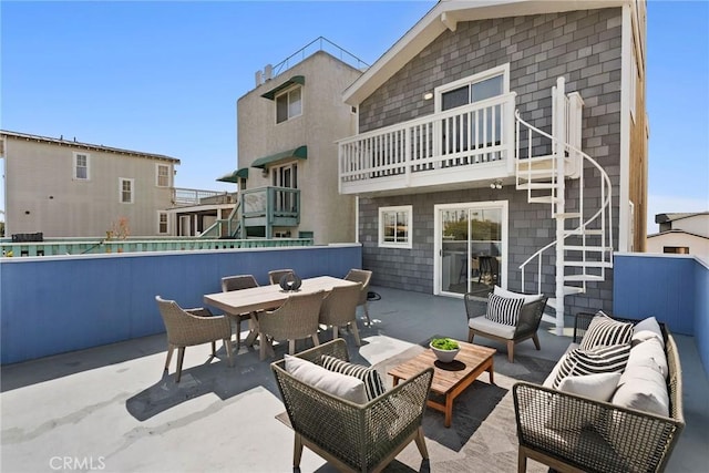 26B Surfside Ave, Surfside, CA 90743 - view of patio / terrace featuring an outdoor living space, outdoor dining space, and a balcony
